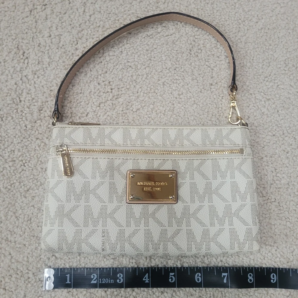 Michael Kors Monogram Small Vanilla Purse/Wristlet